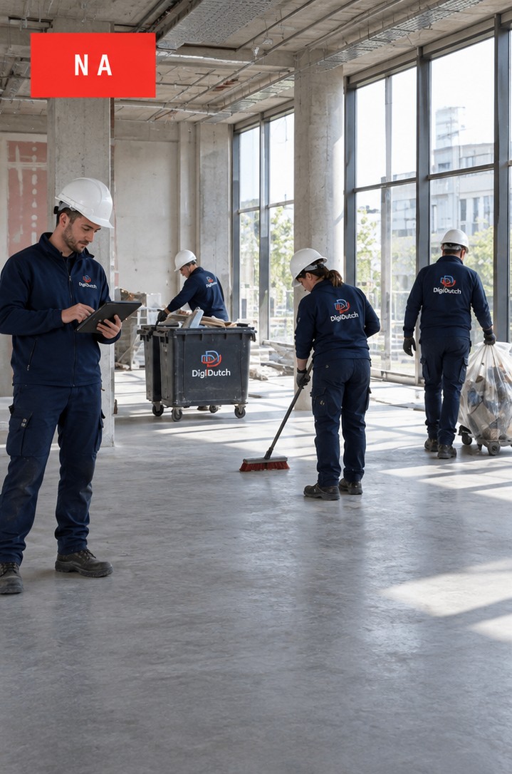 Dezelfde bouwverdieping ná de bouwopruiming door Digidutch: opgeruimd en schoon